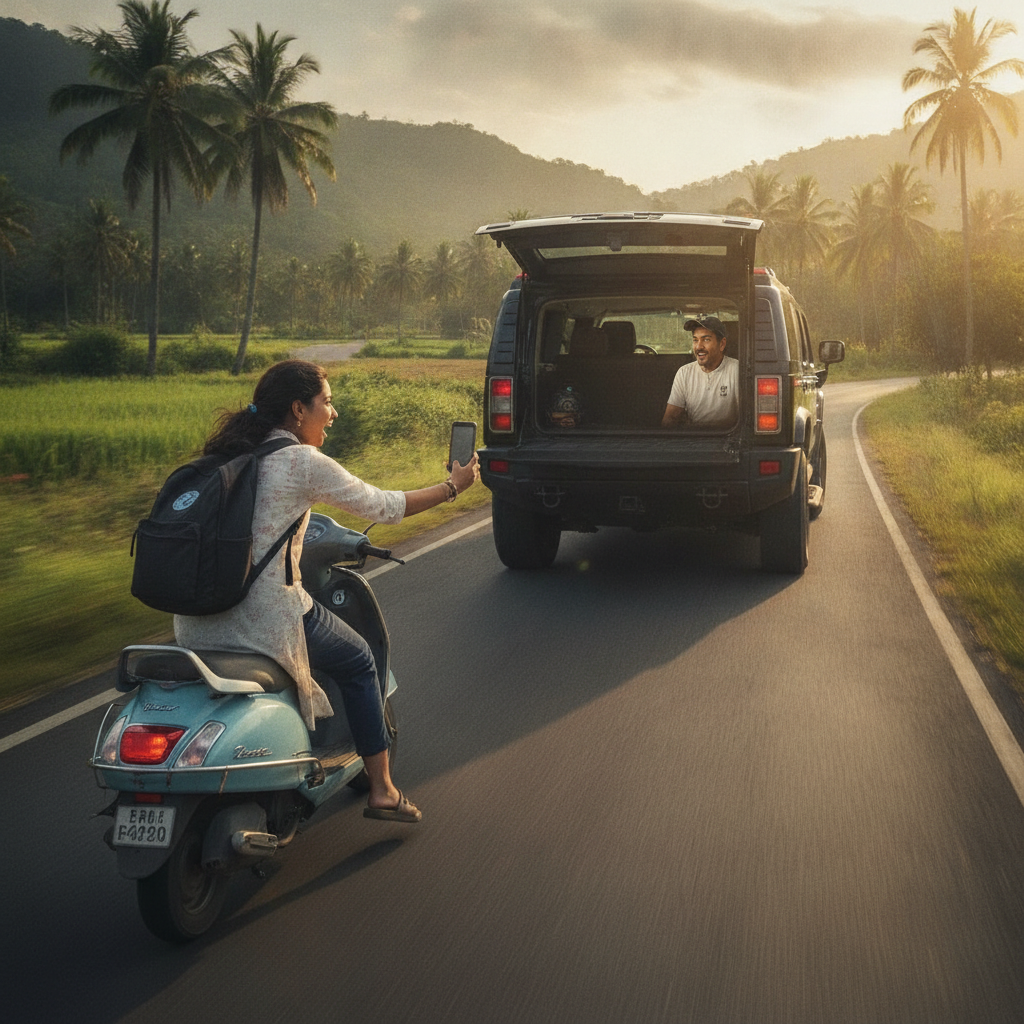 A Girl Chased Down MS Dhoni's Hummer On Her Scooty For A Selfie