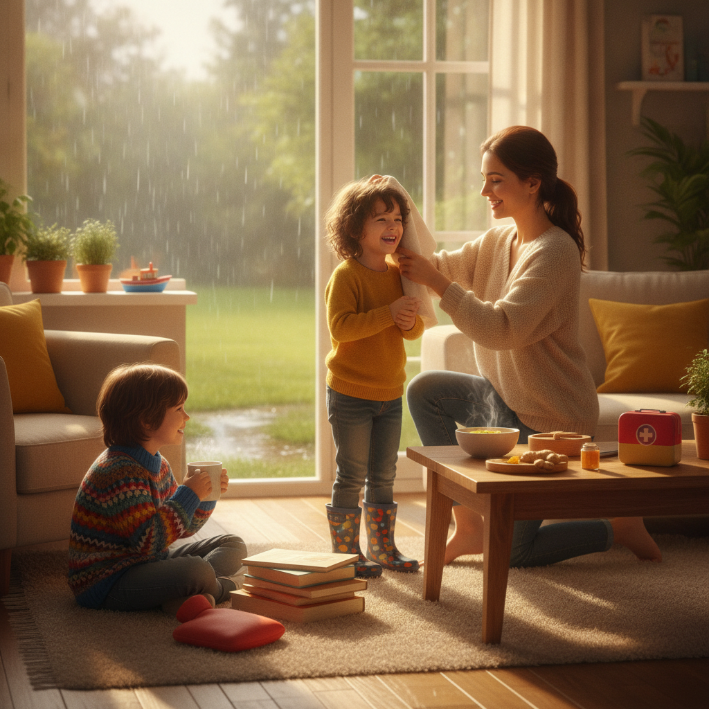 Take Care of Children in the Rainy Season